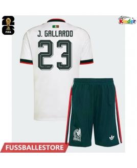 Günstige Mexiko Jesus Gallardo #23 Auswärts Trikotsatzt Kinder WM 2026 Kurzarm (+ Kurze Hosen)